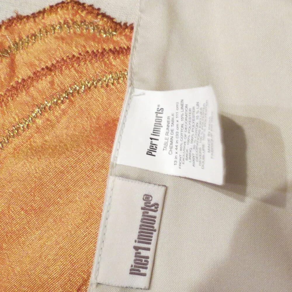 Pumpkin Embroidered Pier 1 Appliqued Table Runner 13